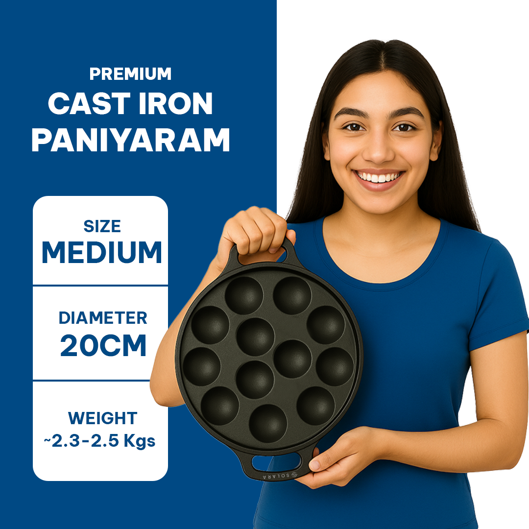 Cast Iron Combo - Kadai 10' Inch + Paniyaram 12 Cavities