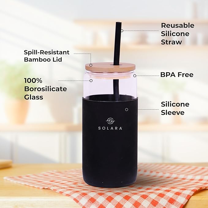 SOLARA Glass Tumbler with Bamboo Lid