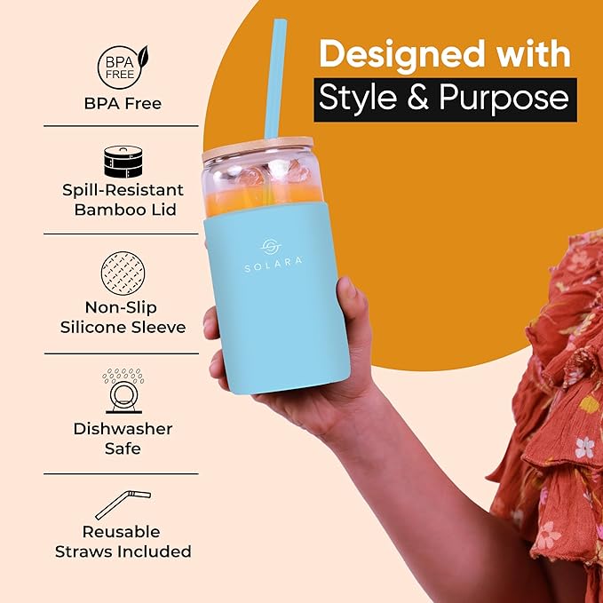 SOLARA Glass Tumbler with Bamboo Lid