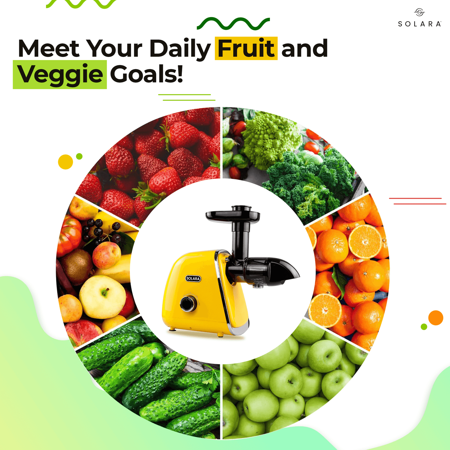 SOLARA Slow Juicer Cold Press Juicer | Easy Clean Slow Juicer Cold Pressed Juice Extractor