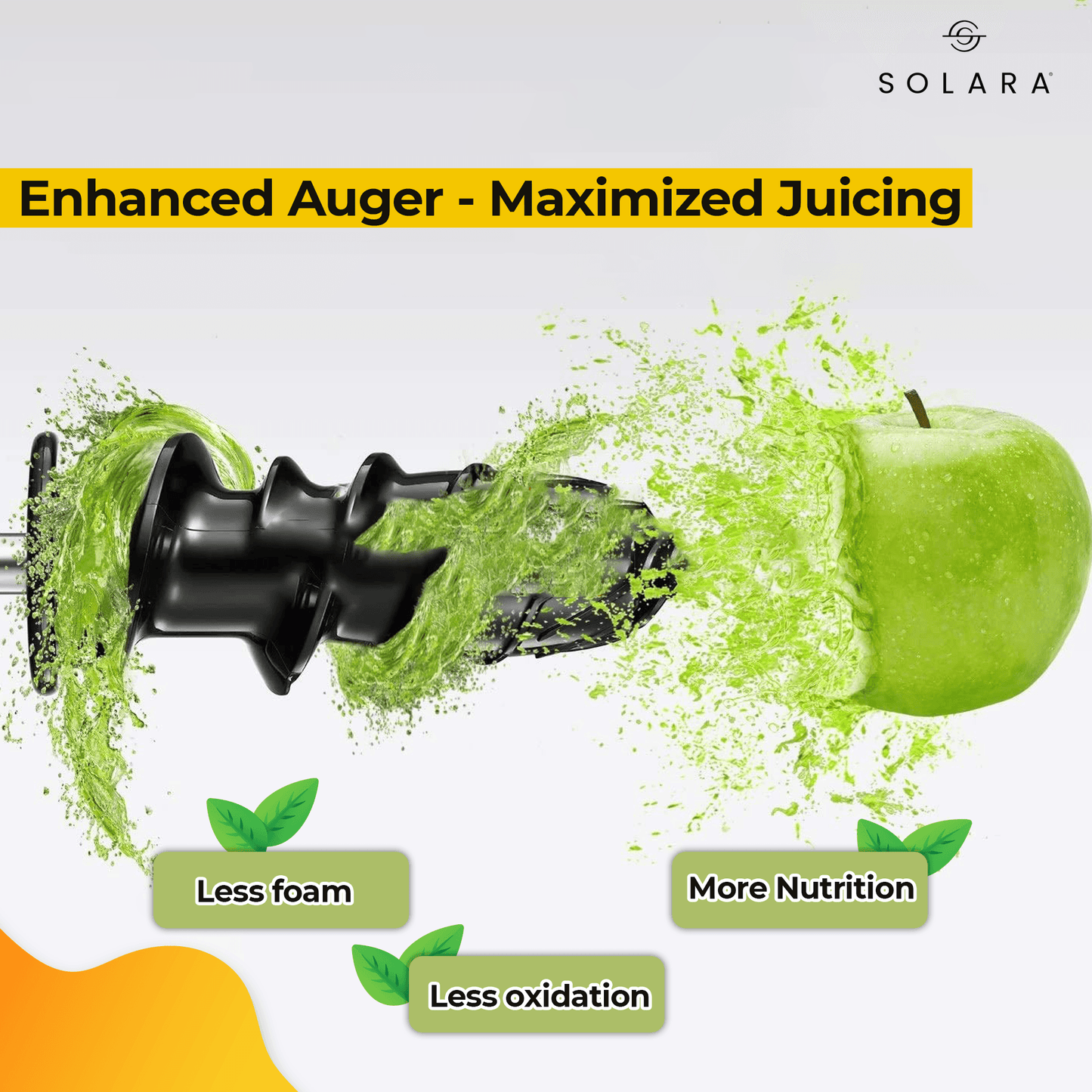 SOLARA Slow Juicer Cold Press Juicer | Easy Clean Slow Juicer Cold Pressed Juice Extractor