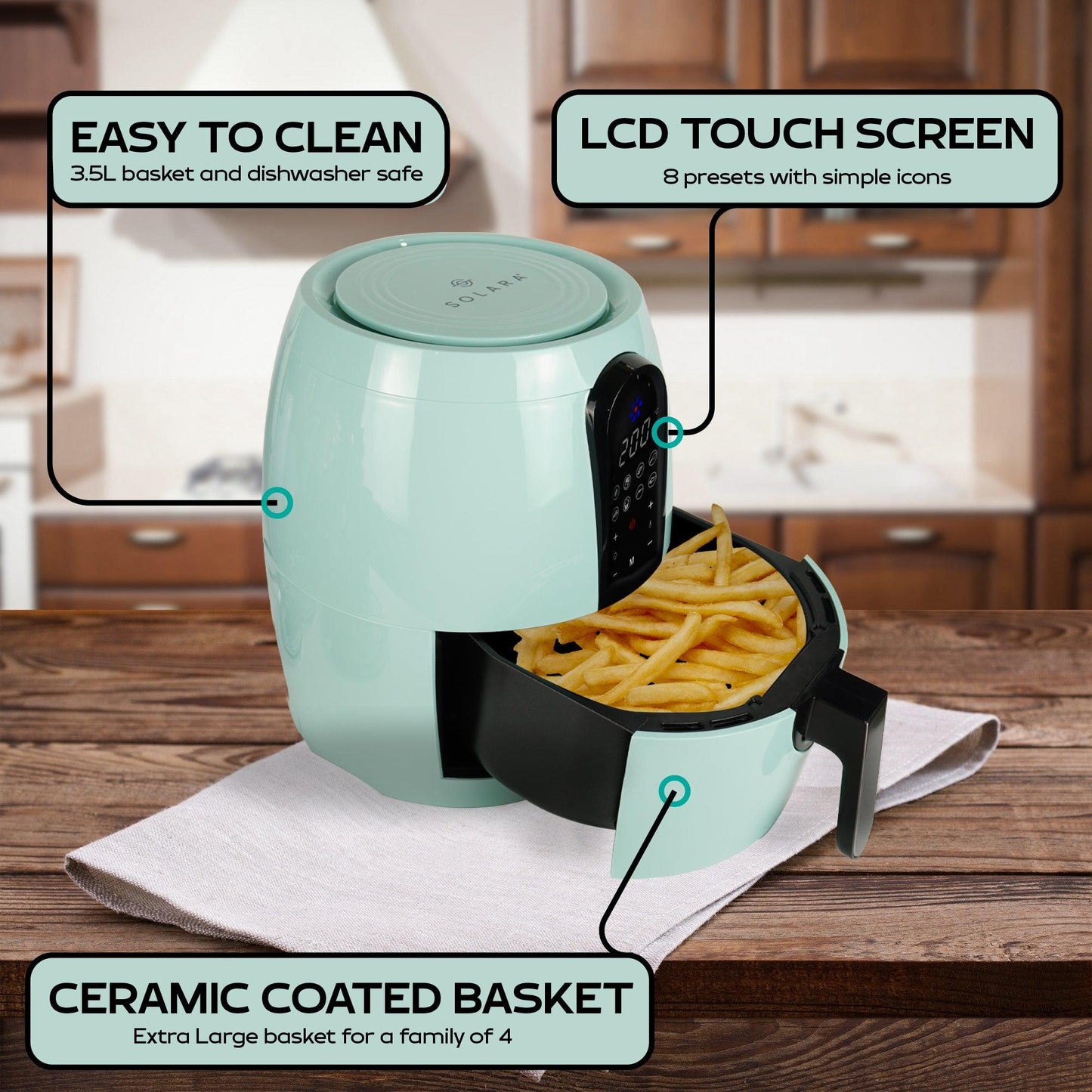 Solara Digital Air Fryer for Home Kitchen with mobile app