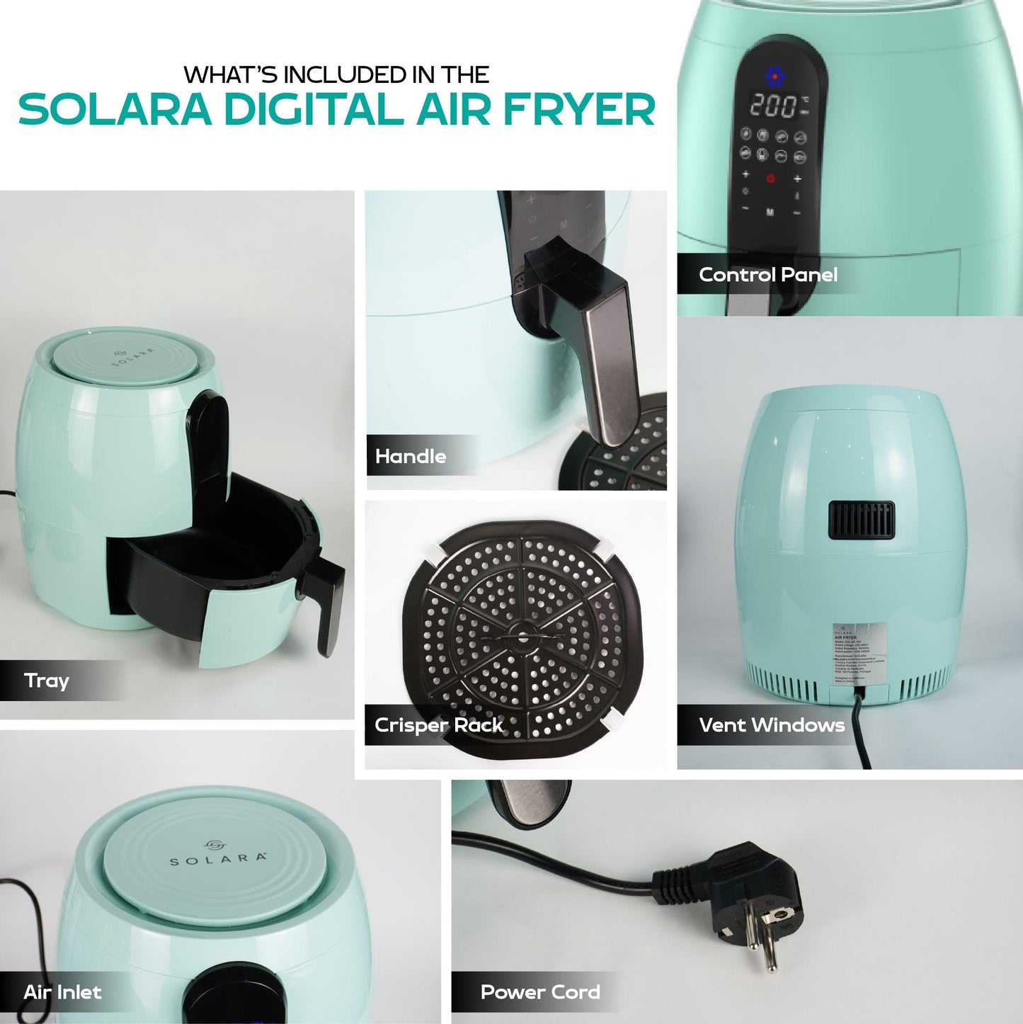 Solara Digital Air Fryer for Home Kitchen with mobile app