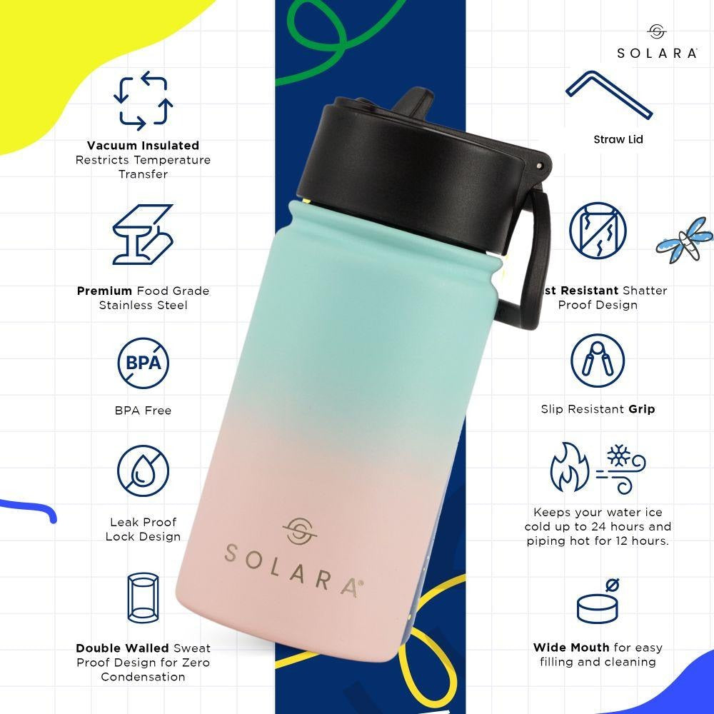 SOLARA Insulated Water Bottle With a Sipper | Kids Edition (450ml)