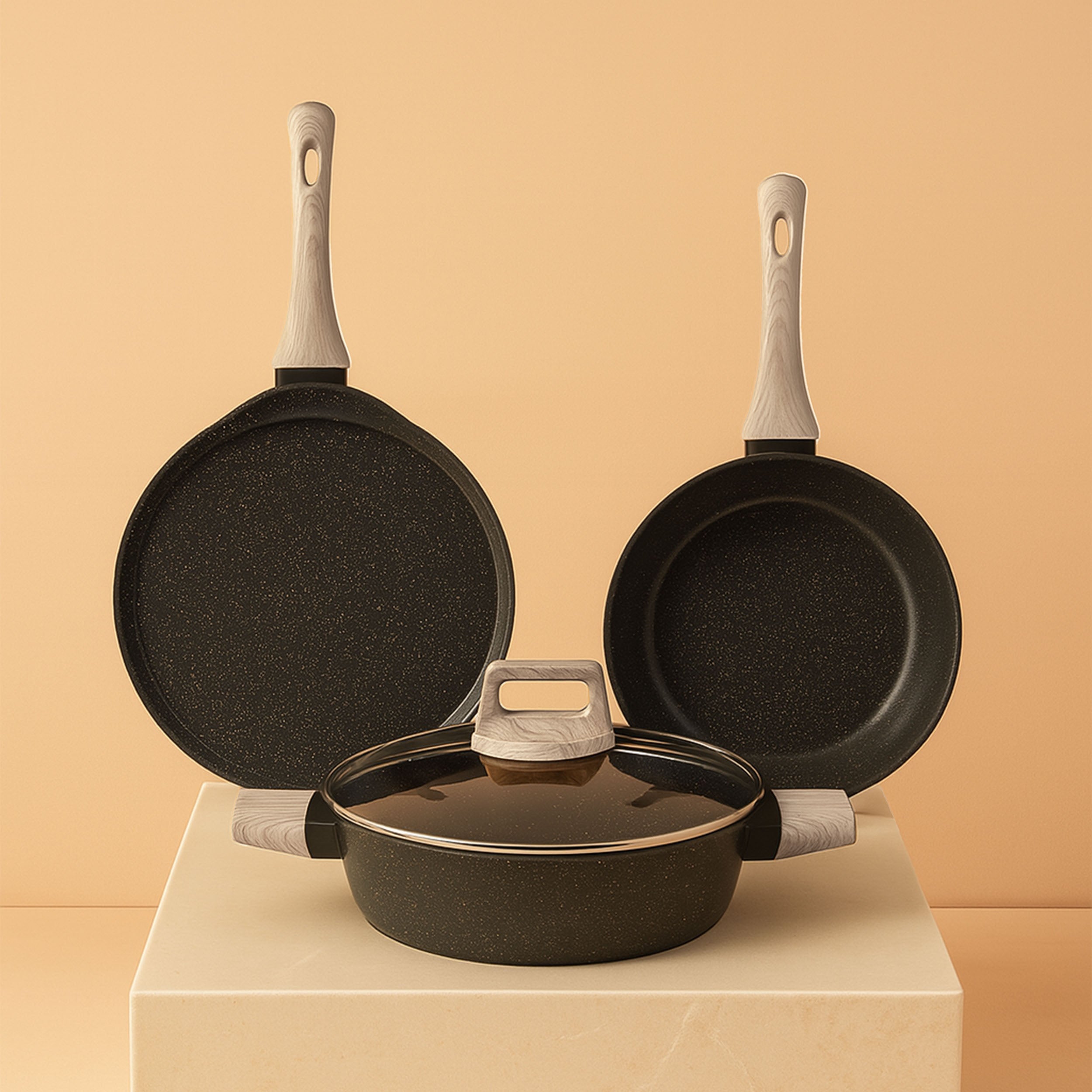 Belmont Ceramic Combo - Kadai + Tawa + Frypan