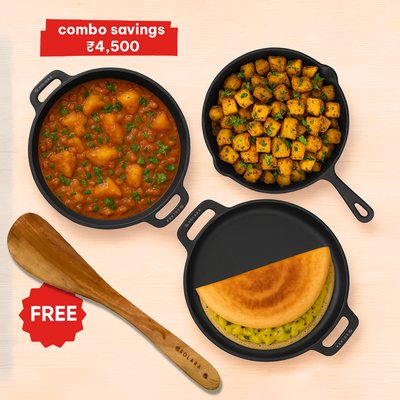 CrownStone Combo : Kadai 10' + Tawa With Two Loops 12' + Fry Pan 10'