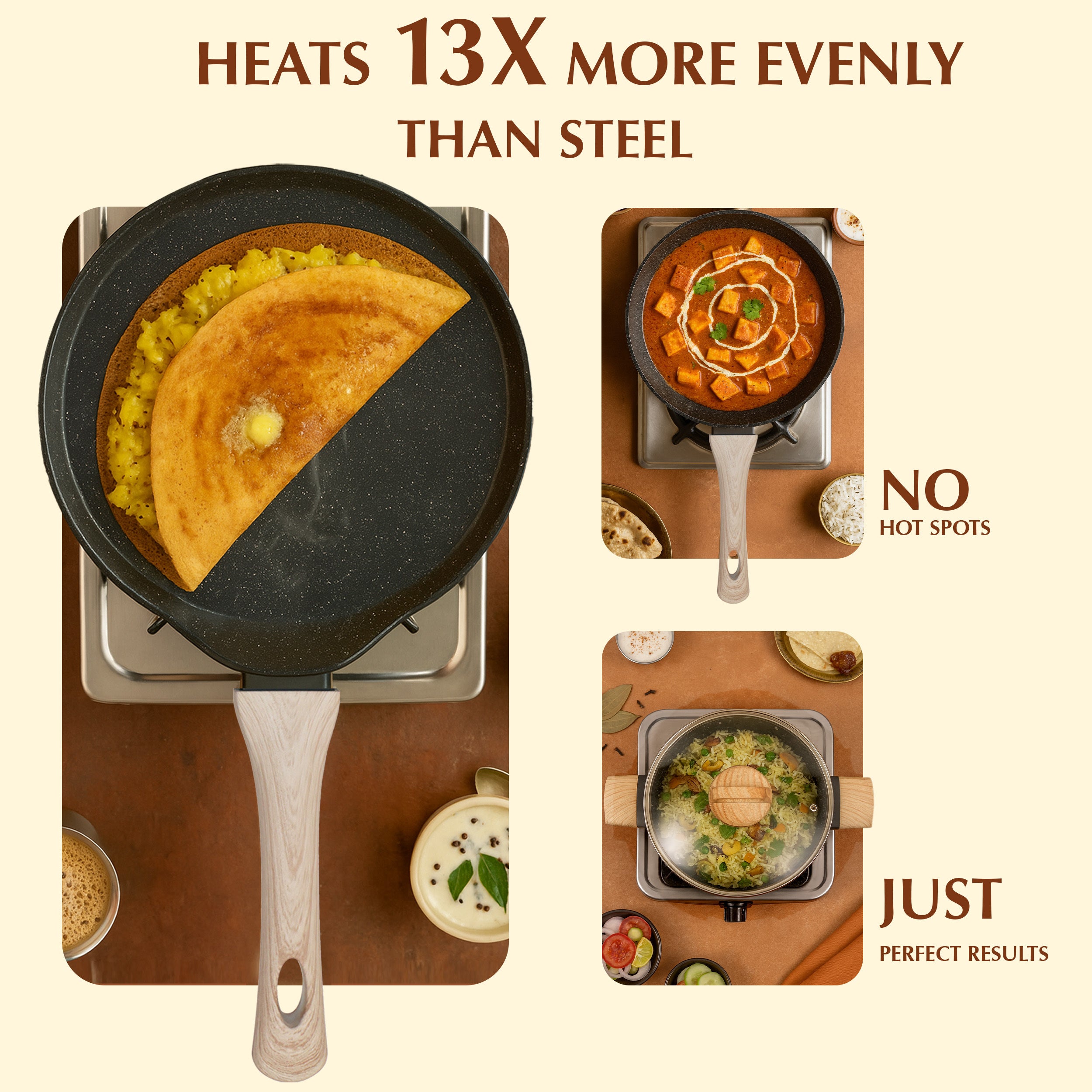 Belmont Ceramic Combo - Kadai + Tawa + Frypan