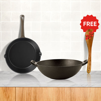 CrownStone Combo : Kadai 10' + Enamled Fry Pan 10'