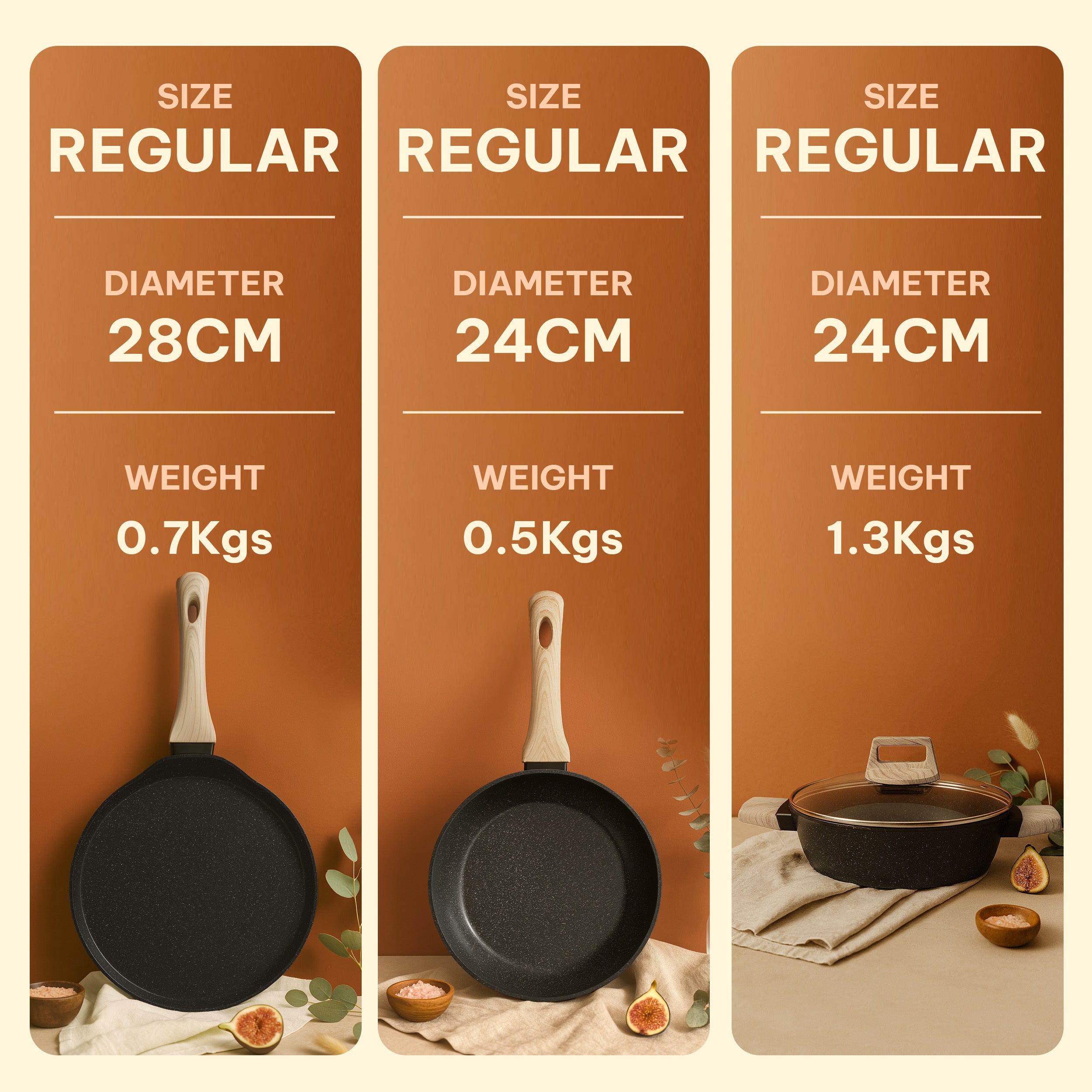 Belmont Ceramic Combo - Kadai + Tawa + Frypan