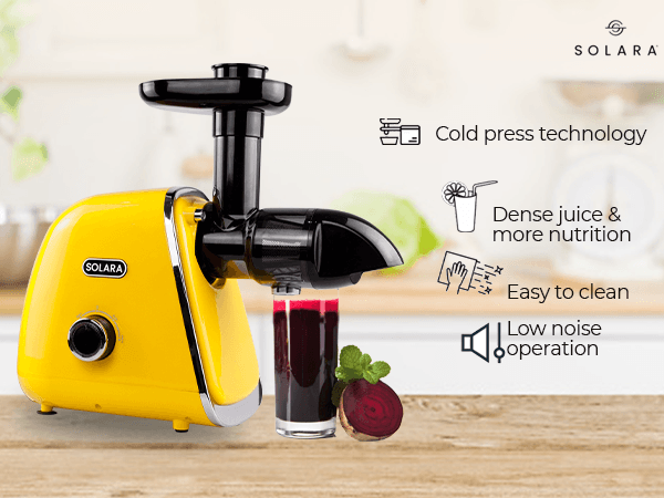 SOLARA Slow Juicer Cold Press Juicer | Easy Clean Slow Juicer Cold Pressed Juice Extractor