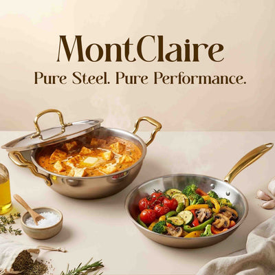 MontClaire Stainless Steel Set of 2 - Kadai + Frypan