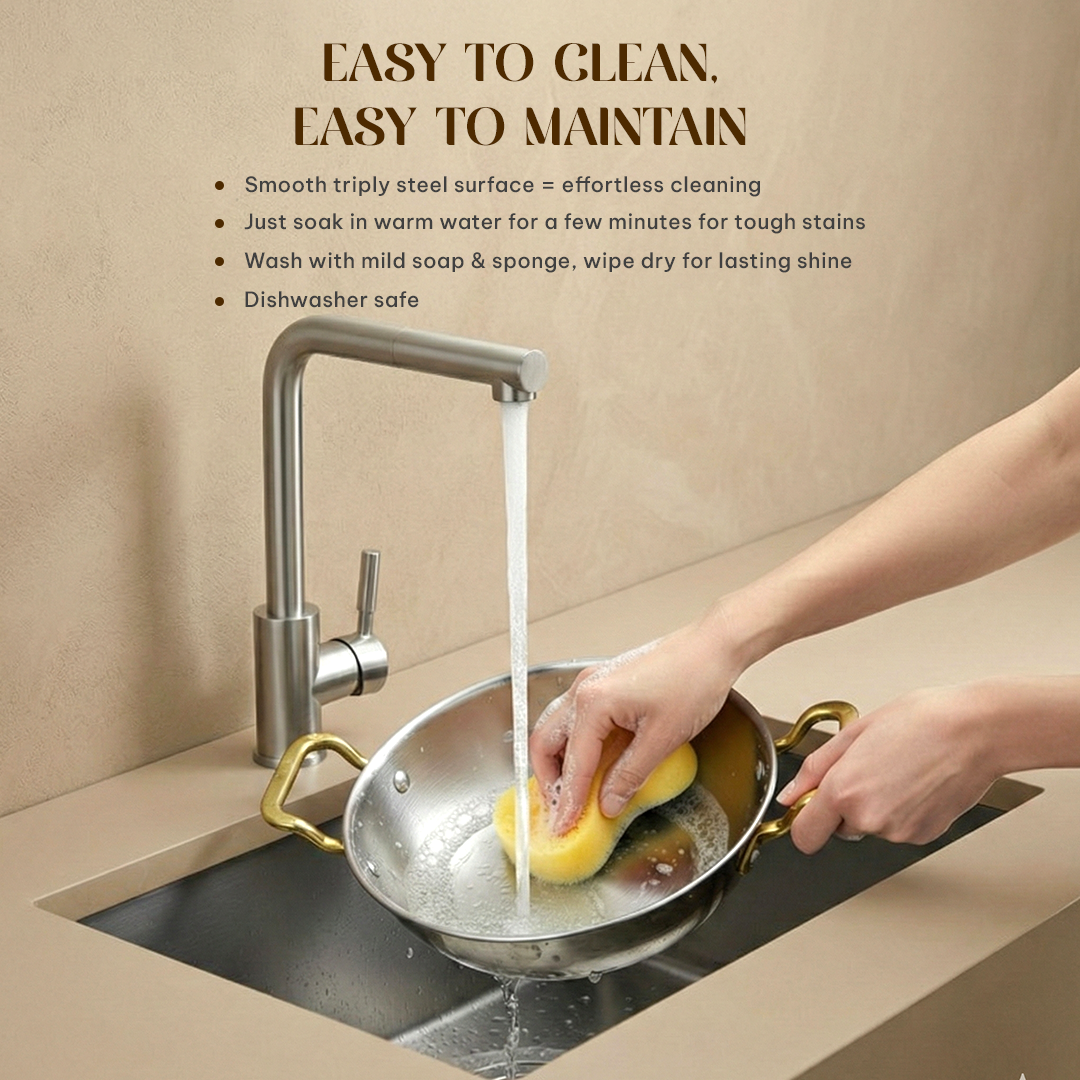 MontClaire Stainless Steel Set of 2 - Kadai + Frypan