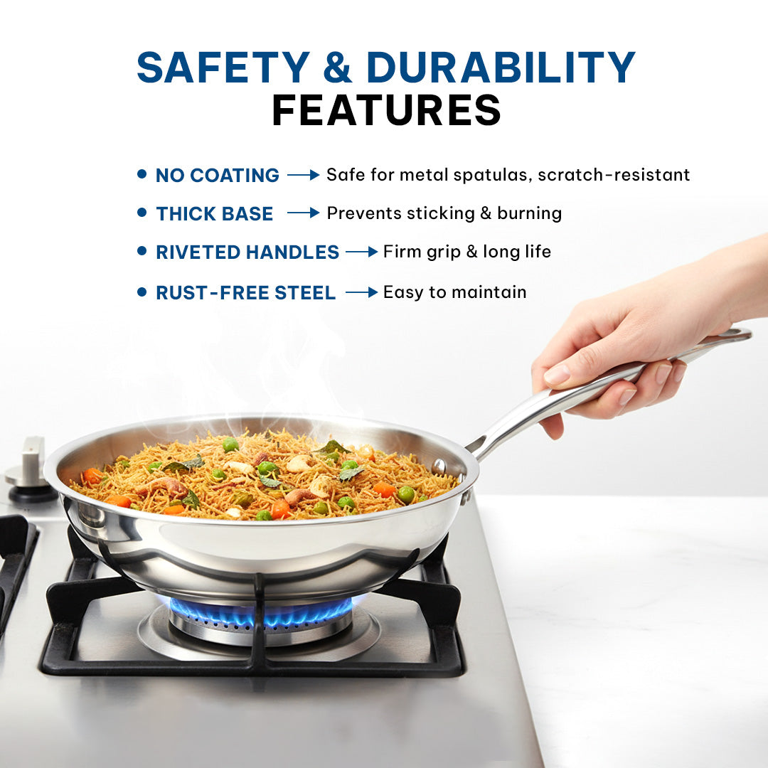 SOLARA Sterra Triply Bottom Stainless Steel Frying Pan 24cm