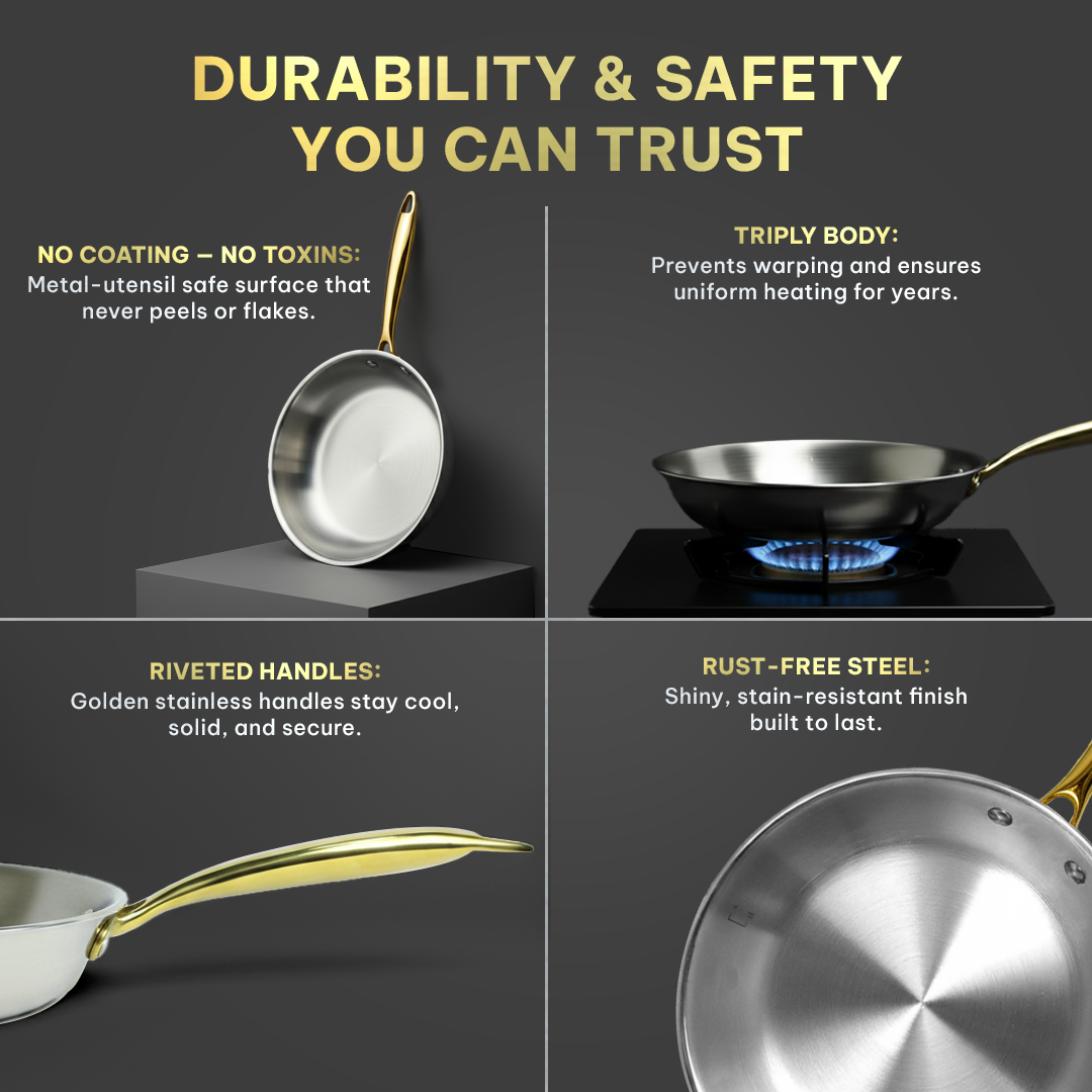 MontClaire Stainless Steel Frypan With Full Triply