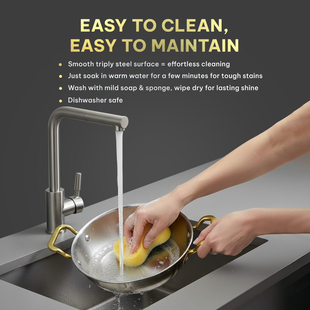 MontClaire Stainless Steel Set of 2 - Kadai + Frypan