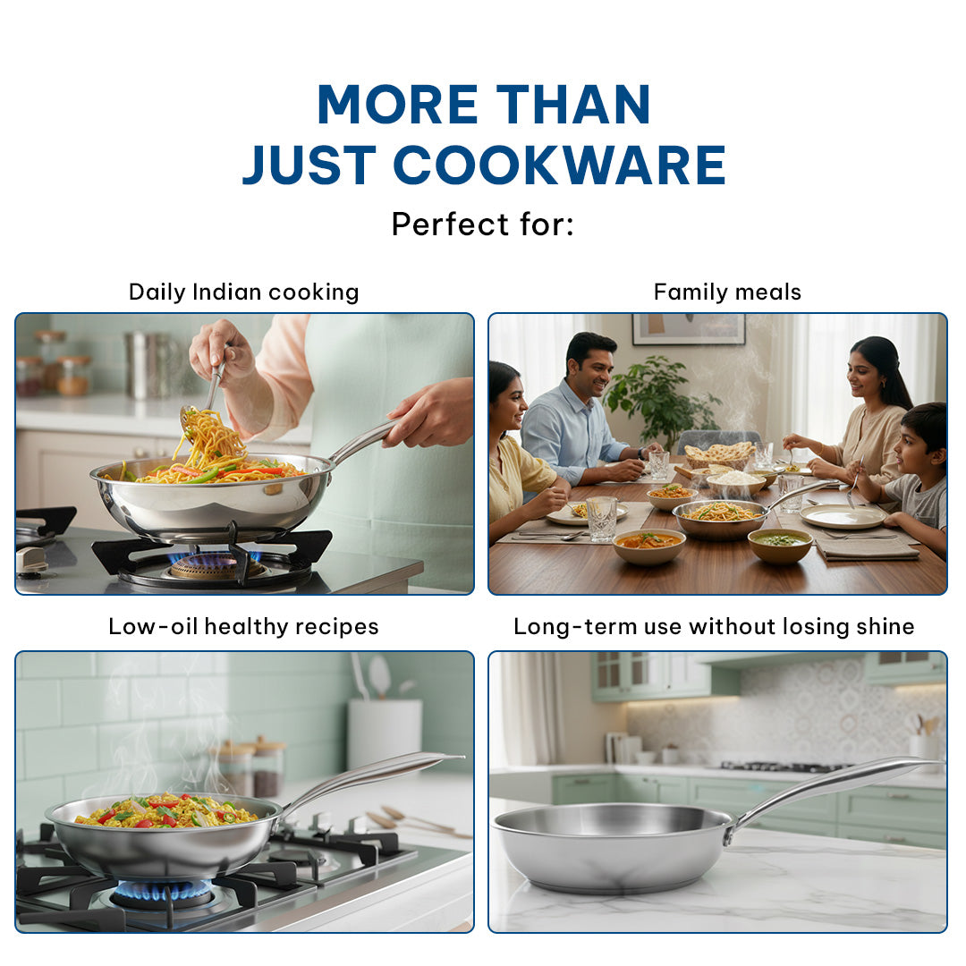 SOLARA Sterra Triply Bottom Stainless Steel Frying Pan 24cm