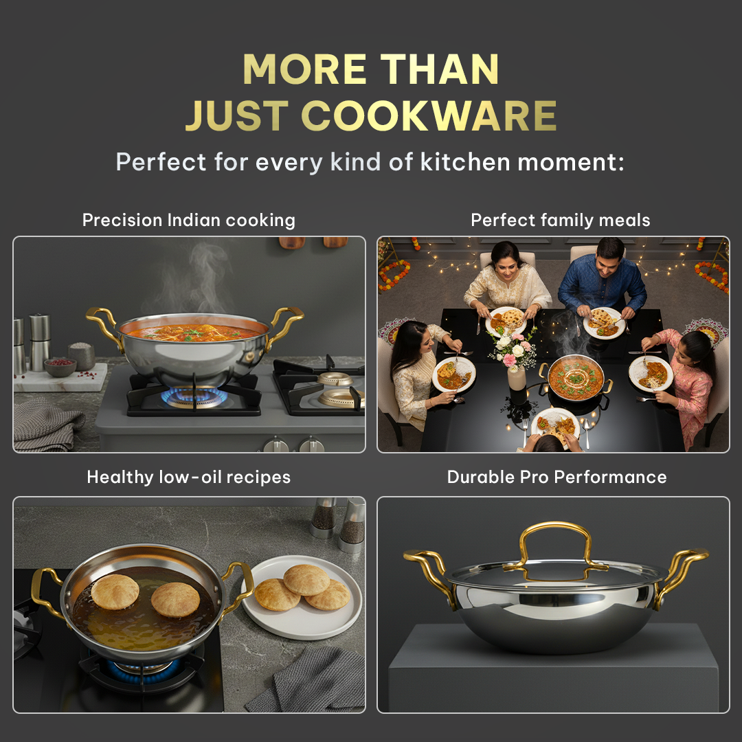 MontClaire Stainless Steel Kadai With Full Triply