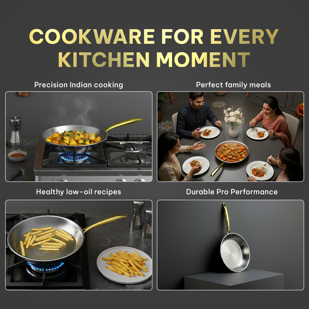 MontClaire Stainless Steel Set of 2 - Kadai + Frypan