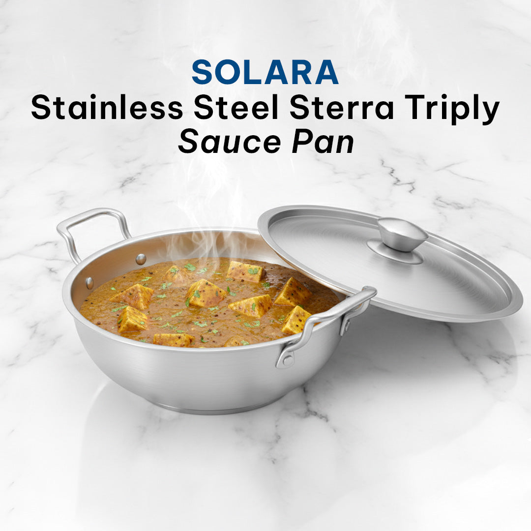 SOLARA Sterra Triply Bottom Stainless Steel Kadai, 24 cm
