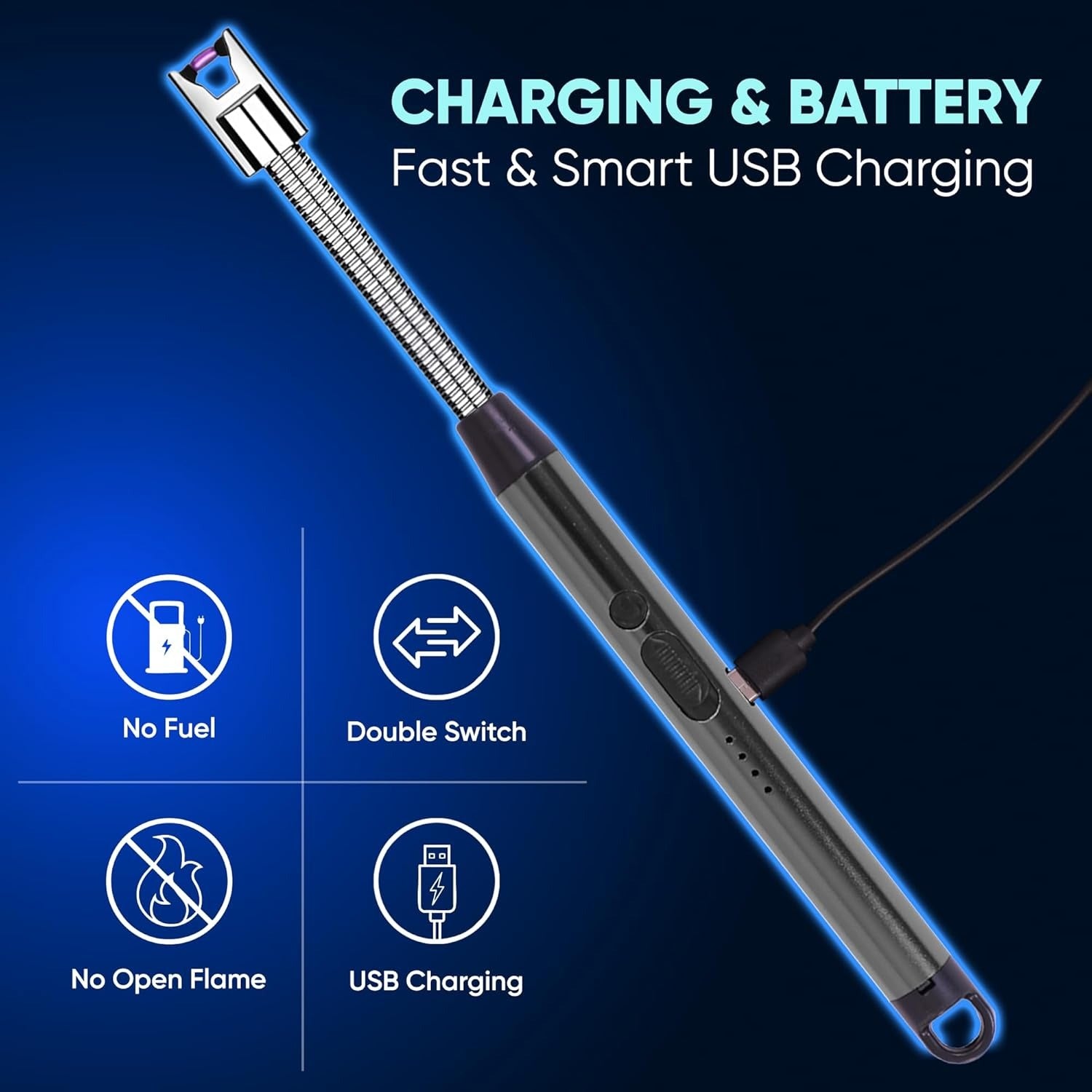 Rechargeable Electric Gas Lighter (Stainless Steel)