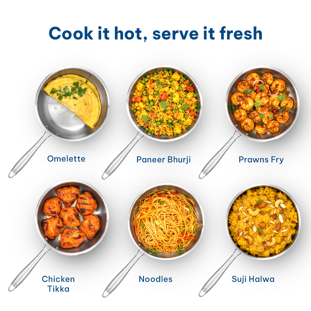 Sterra Stainless Steel Frying Pan With Triply Bottom