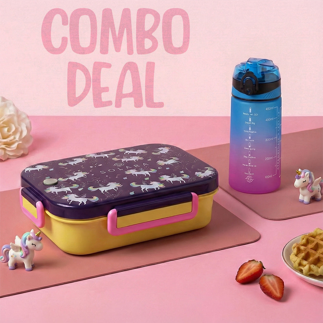Unicorn / Lunch Box + Motivational Water Bottle