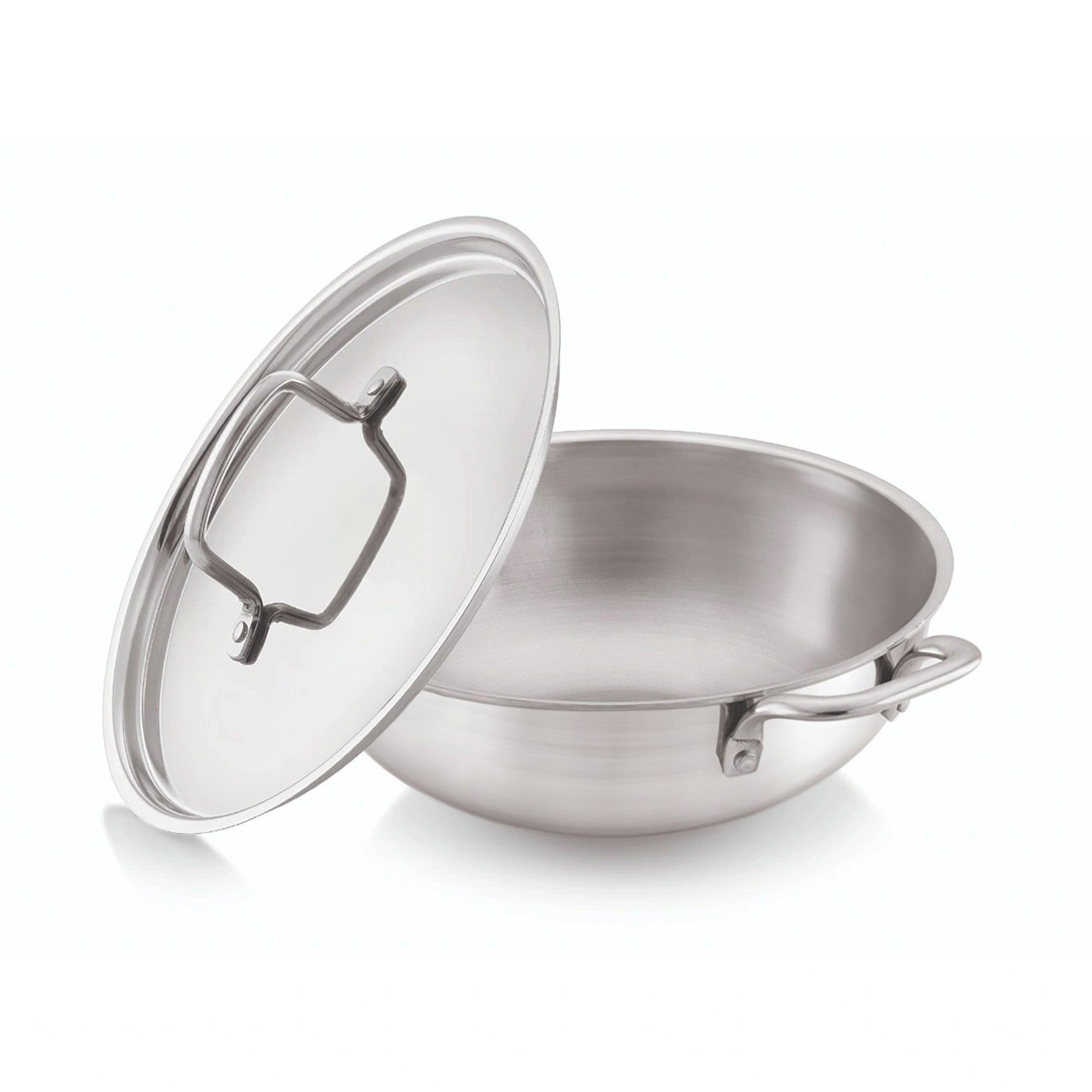 SOLARA Kadhai with Lid - 22 CM Stainless Steel Triply | Induction Friendly - Solara Home