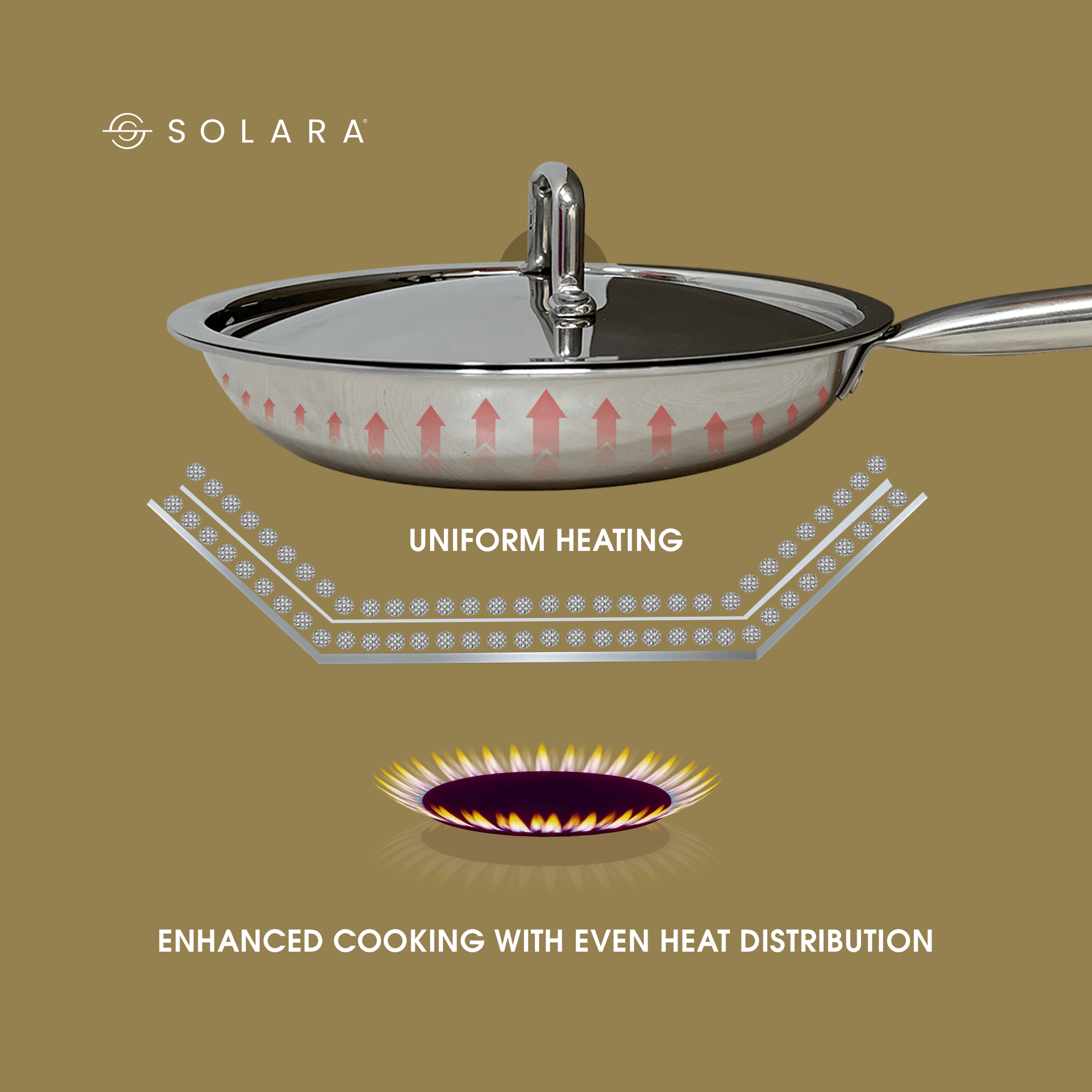 SOLARA Fry Pan with Lid - 22 CM Stainless Steel Triply | Induction Friendly - Solara Home