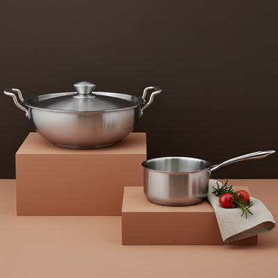 Sterra Stainless Steel Combo - Kadai 22cm + Saucepan 16cm