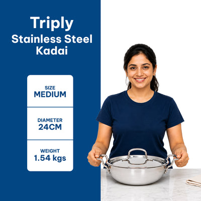 Kadai 24cm & Fry Pan 22cm & Tadka Pan
