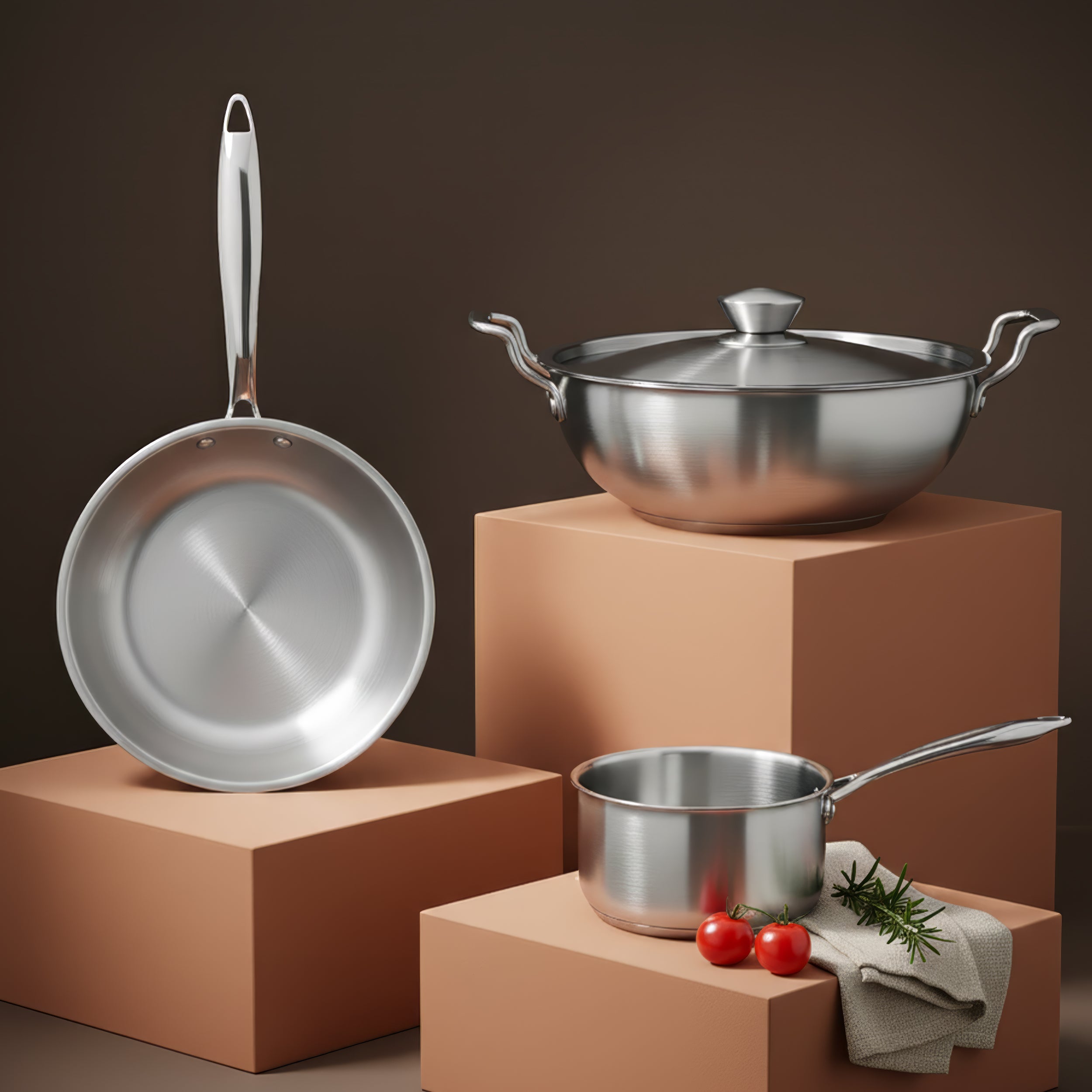 Frypan 22cm + Kadai 22cm + Saucepan 16cm