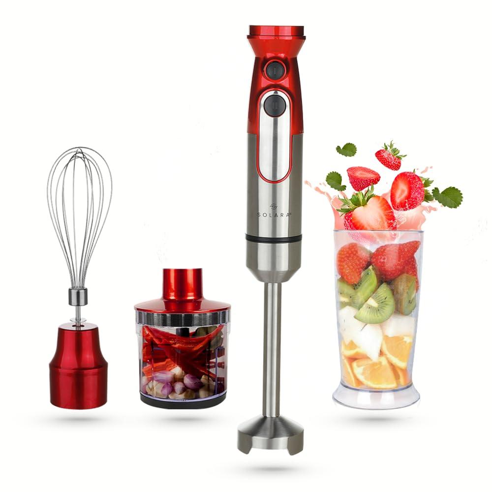 SOLARA 600Watt Electric Hand Blender for Kitchen with Whisk & Mixing Jar