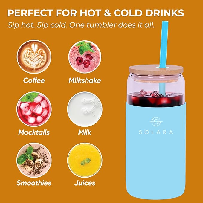 SOLARA Glass Tumbler with Bamboo Lid