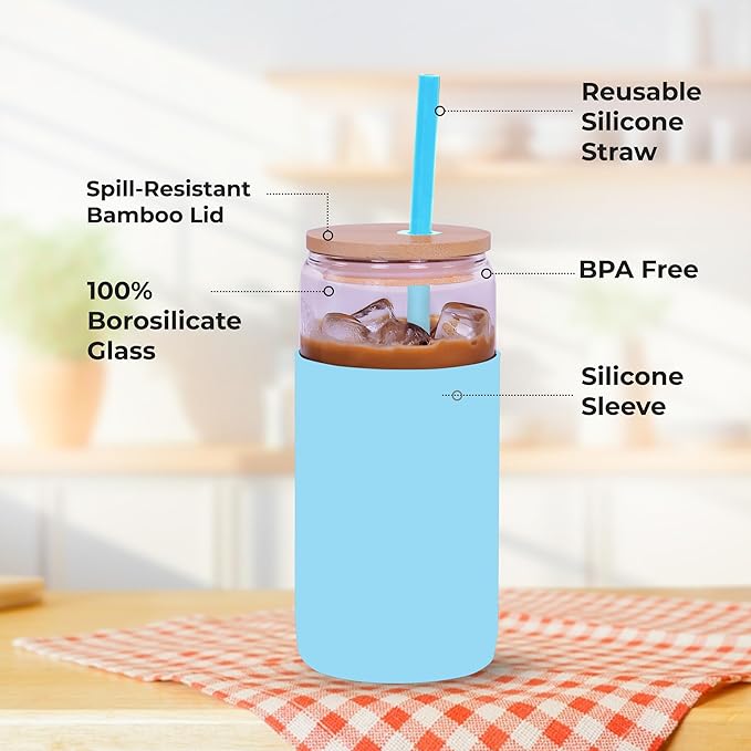 SOLARA Glass Tumbler with Bamboo Lid