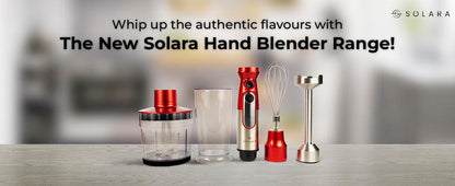 SOLARA 600Watt Electric Hand Blender for Kitchen with Whisk & Mixing Jar