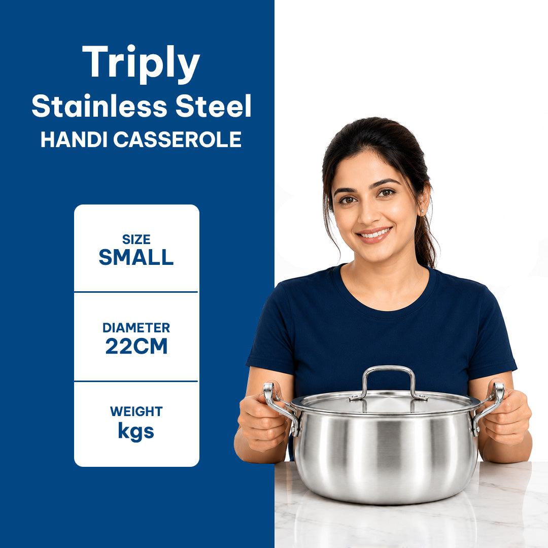 SOLARA Triply Handi Casserole with SS Lid - 20 cm