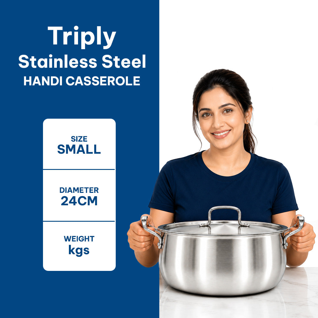 SOLARA Triply Handi Casserole with SS Lid - 20 cm
