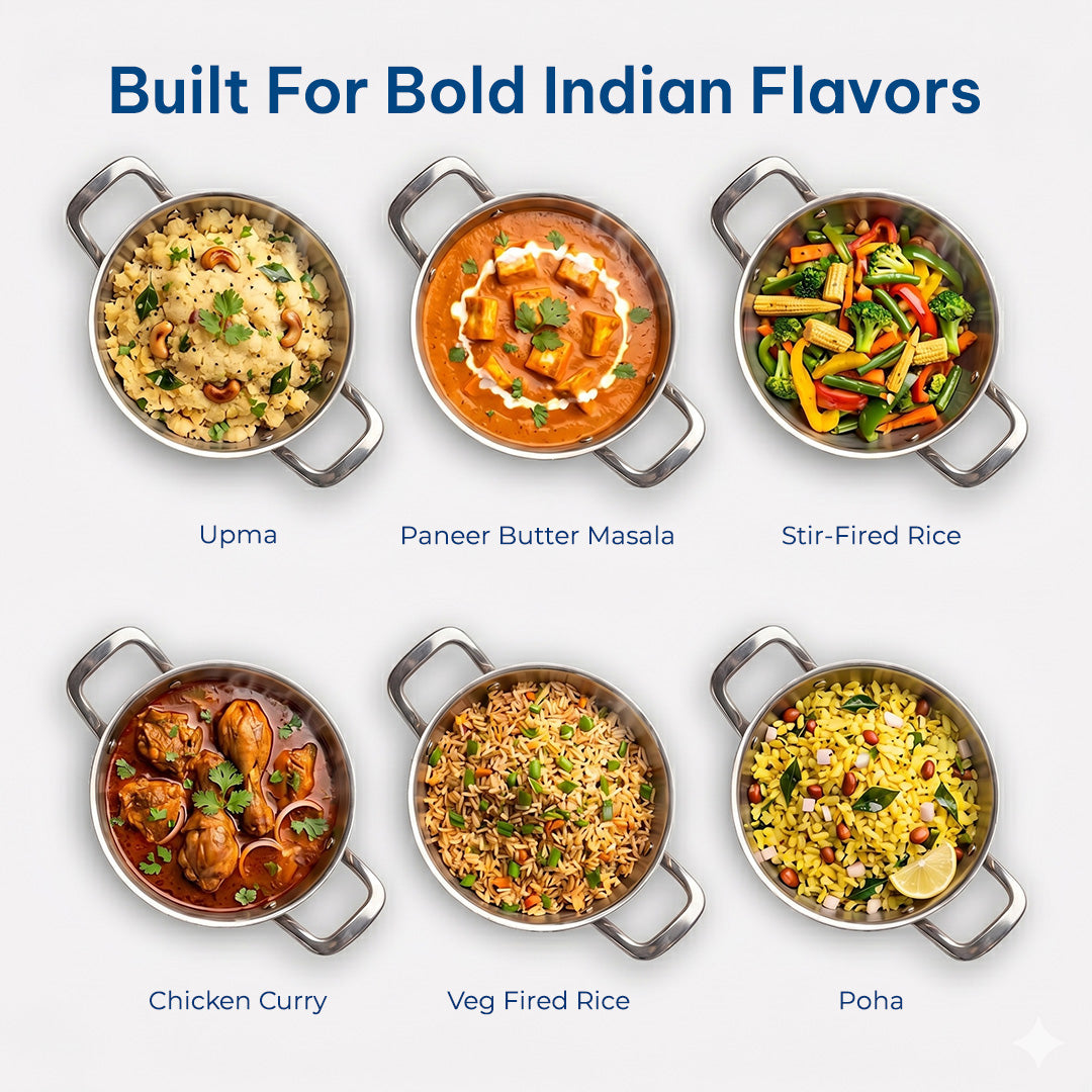 TriPly Stainless Steel Kadai with Lid
