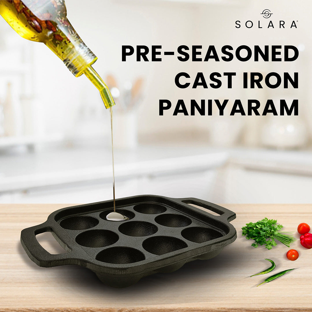 Cast Iron Paniayaram - 8 inch - 9 Cavity