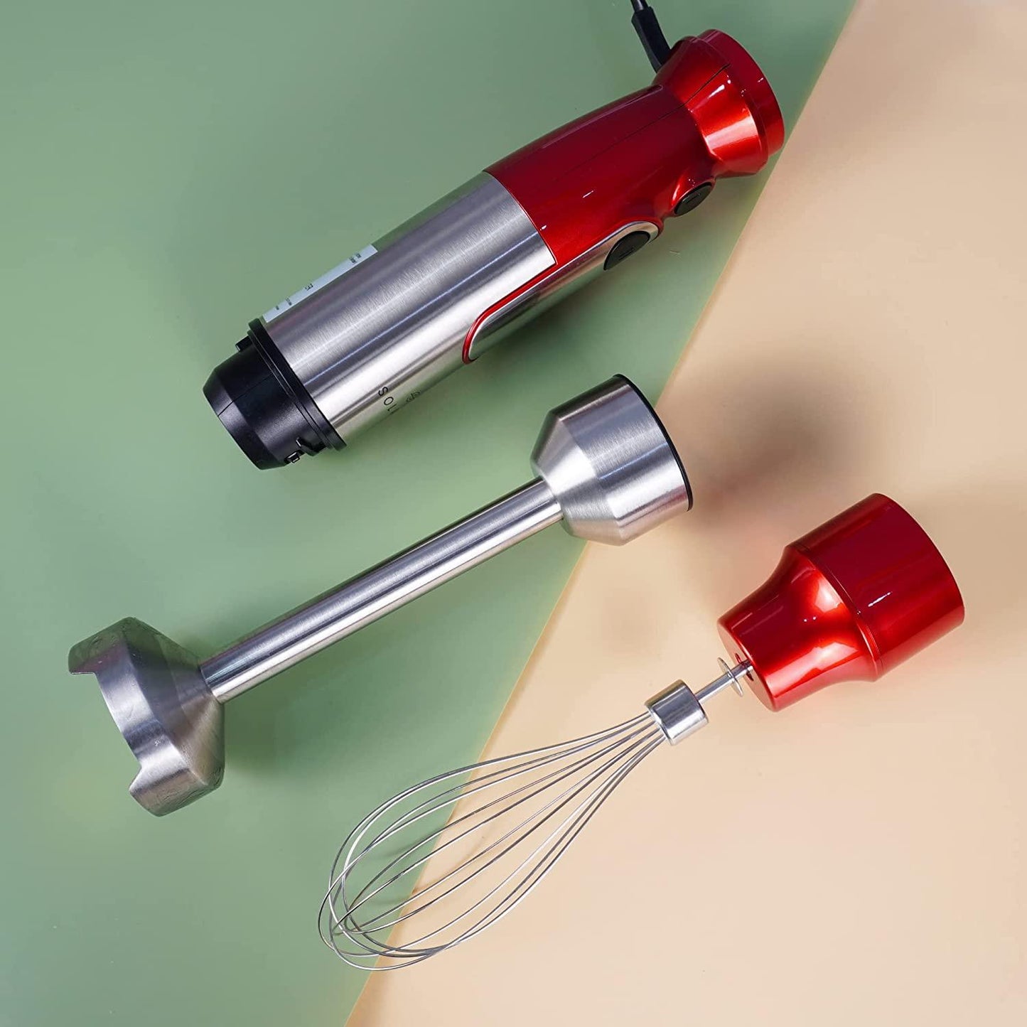 SOLARA 600Watt Electric Hand Blender for Kitchen with Whisk & Mixing Jar