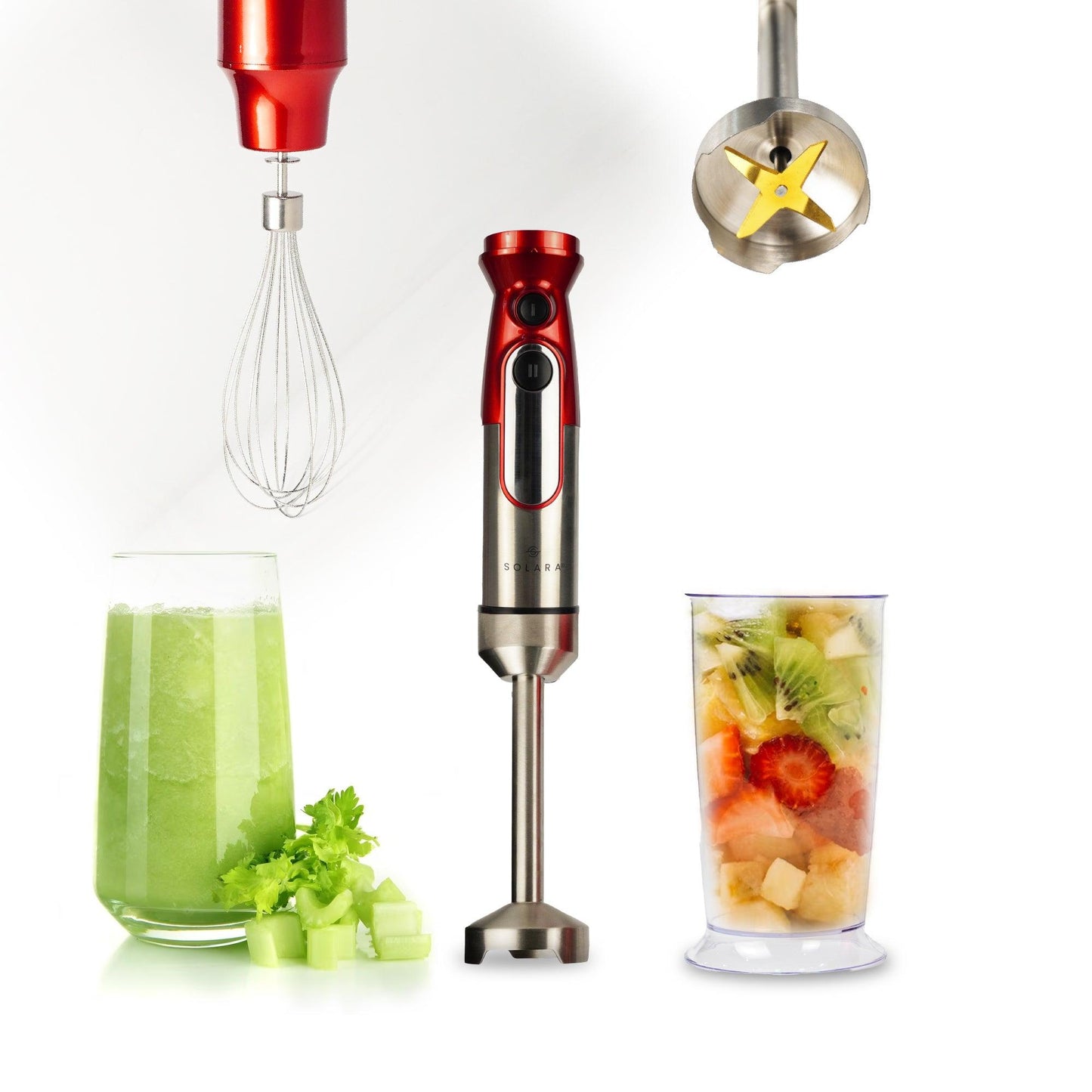 SOLARA 600Watt Electric Hand Blender for Kitchen with Whisk & Mixing Jar