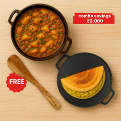 BlackForge Cast Iron Set of 2 : Kadai 10" + Tawa 12"