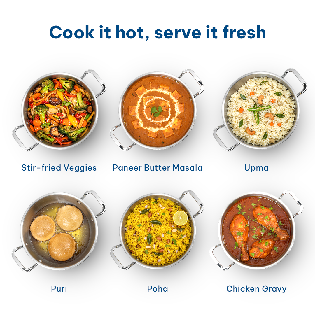 Sterra Stainless Steel Combo - Kadai 22cm + Frypan 22cm