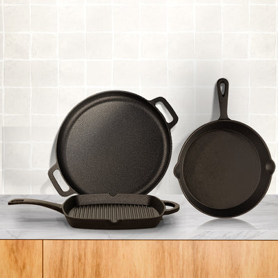 CrownStone Combo : Tawa with 2 Loops 12' + Grill Pan 10' + Fry Pan 10'