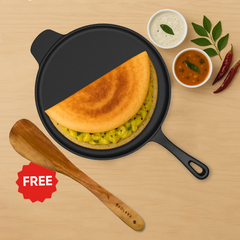CrownStone Cast Iron Tawa with Handle - 12' Inch