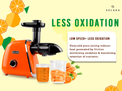 SOLARA Slow Juicer Cold Press Juicer | Easy Clean Slow Juicer Cold Pressed Juice Extractor