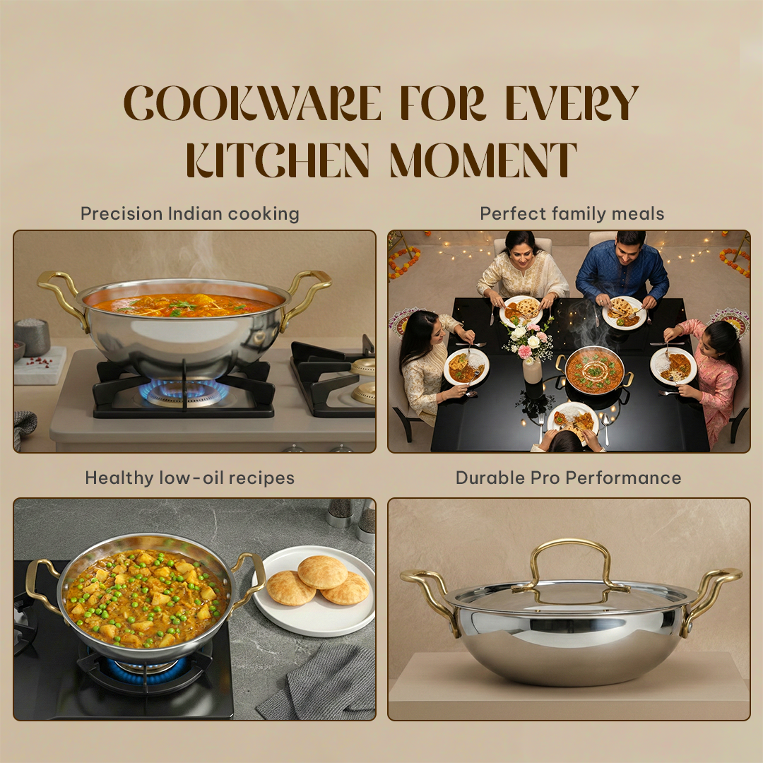 MontClaire Stainless Steel Set of 2 - Kadai + Frypan