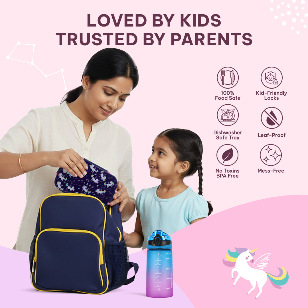 Unicorn / Lunch Box + Motivational Water Bottle