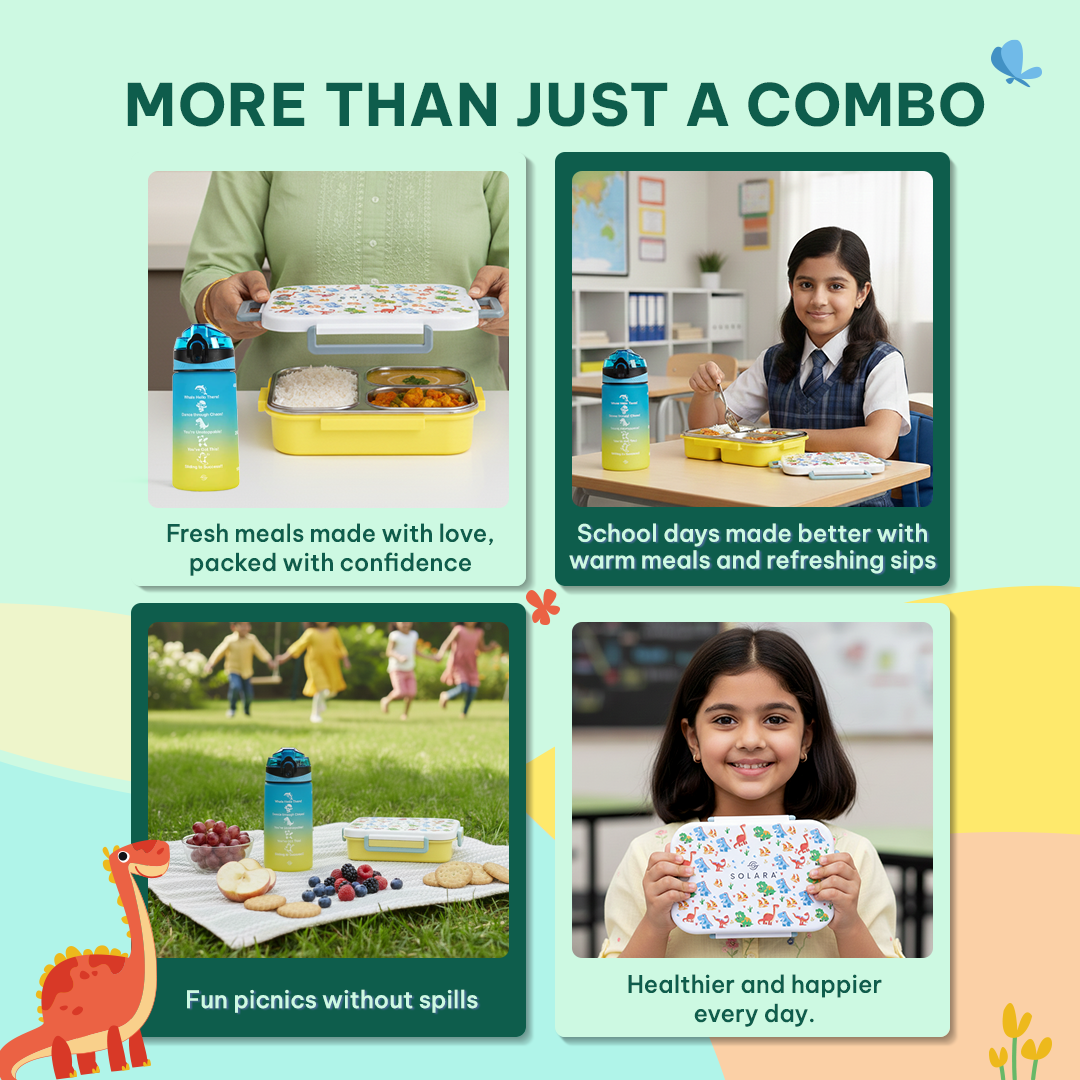 Dino / Lunch Box + Motivational Water Bottle