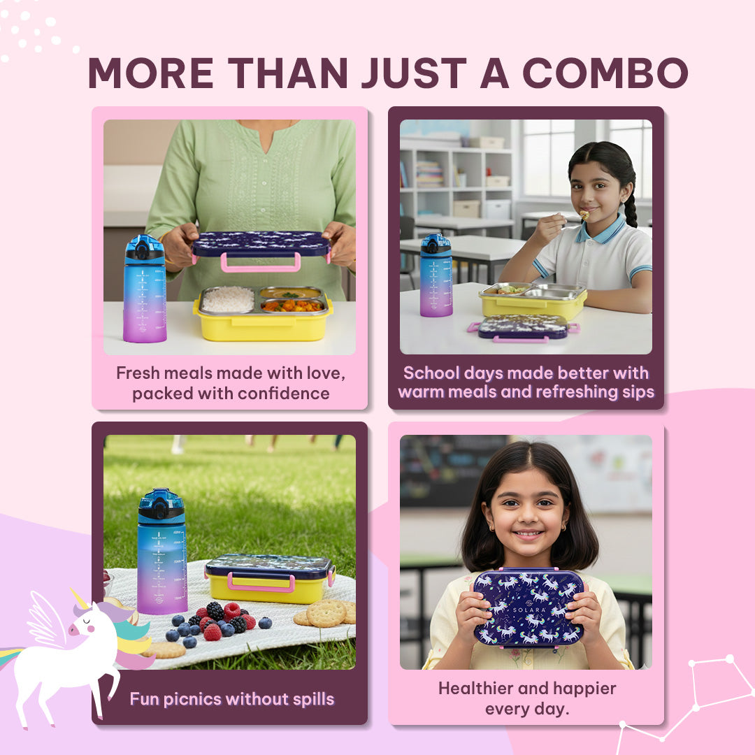 Unicorn / Lunch Box + Motivational Water Bottle
